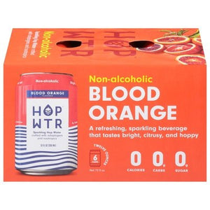 Hop Wtr Sparkling Hop Water Blood Orange Non-Alcoholic 4/6/12 Fz [UNFI #2821767]