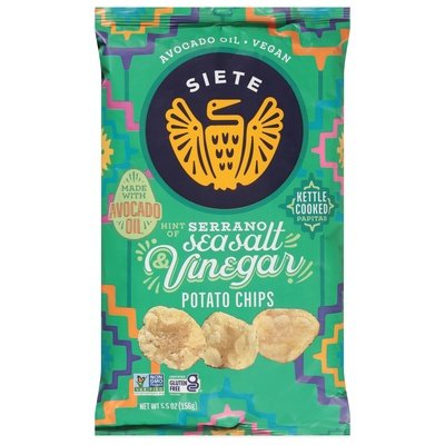 Siete Potato Chips Hint Of Serrano Sea Salt & Vinegar Kettle Cooked 6/5.5 Oz [UNFI #2677268]