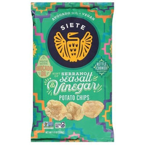 Siete Potato Chips Hint Of Serrano Sea Salt & Vinegar Kettle Cooked 6/5.5 Oz [UNFI #2677268]