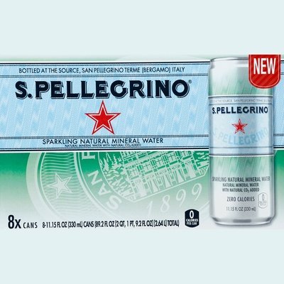 San Pellegrino Mineral Water Sparkling Natural Unflavored 3/8/11.15Z [UNFI #2346559]