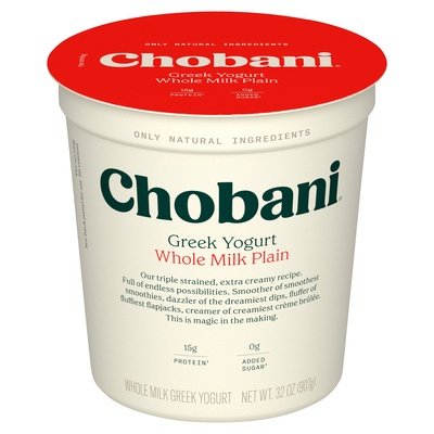 Chobani Yogurt Greek Whole Milk Plain 6/32 Oz [UNFI #1591692]