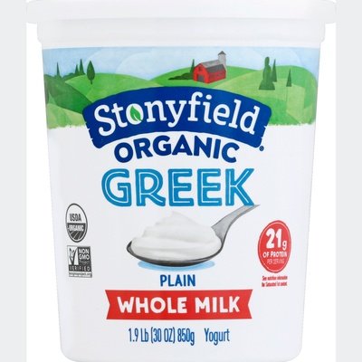 Stonyfield Yogurt Greek Organic Whole Milk Plain 6/30 Oz [UNFI #1778612]